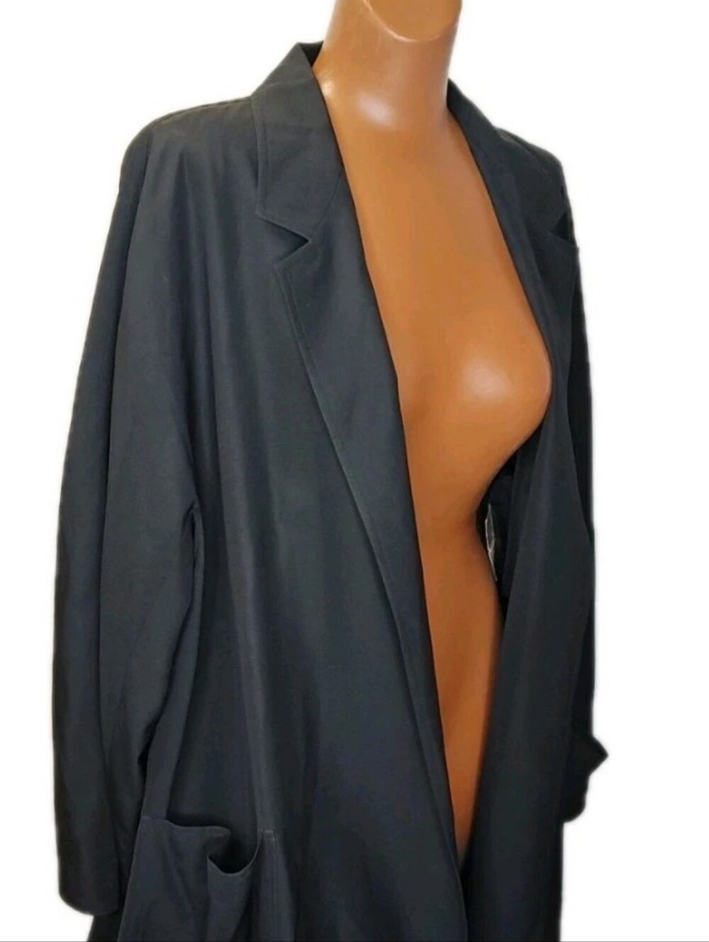 Max Mara Italian Virgin Wool Painters Trench Oversized M/8 Black Duster Jacket